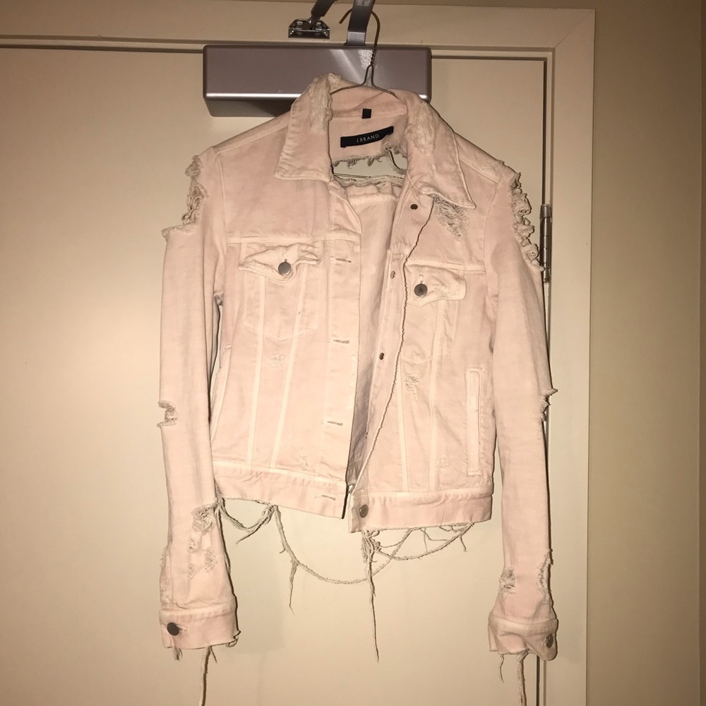 Stylish JBrand Pink Distressed Jacket Womens Small